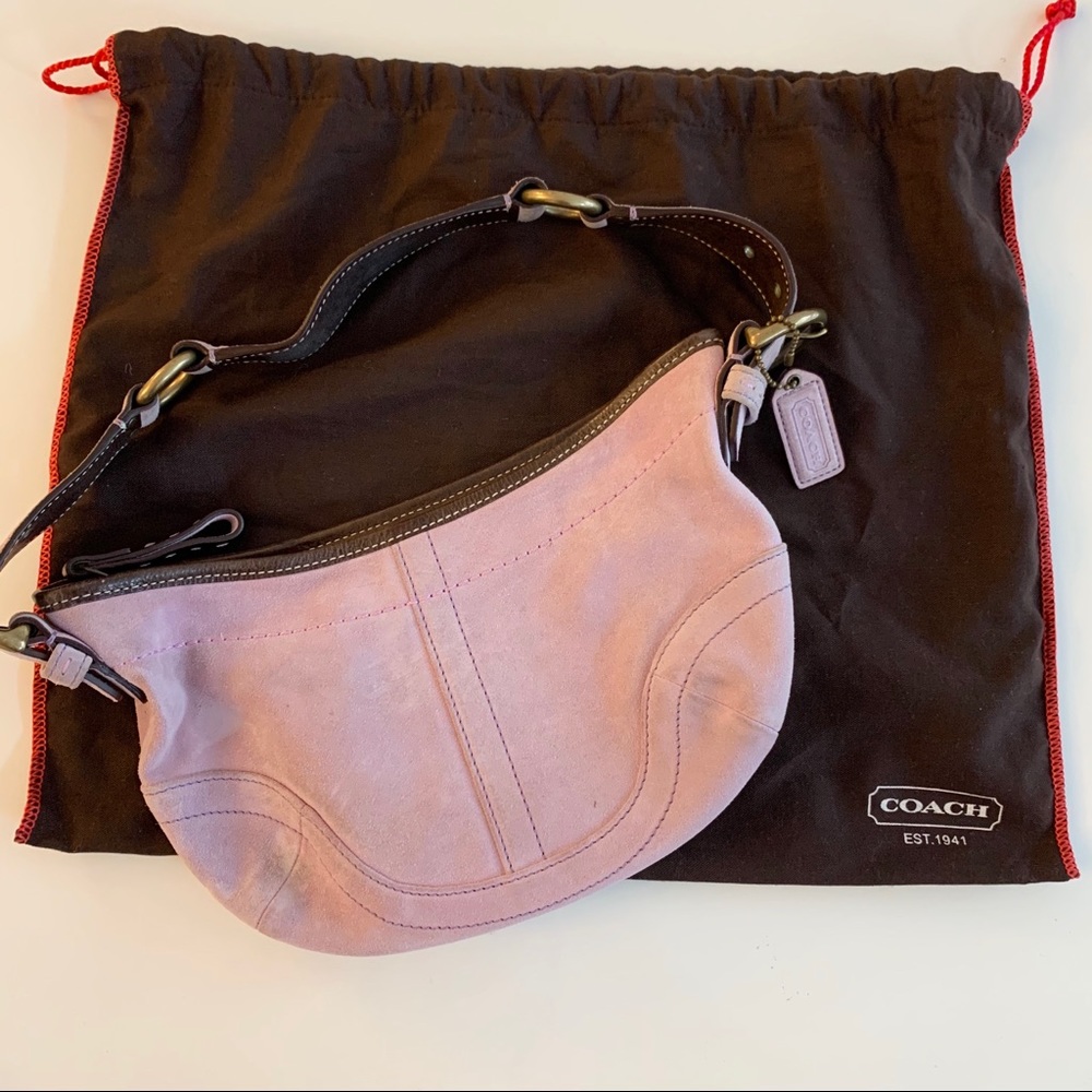 Coach purple suede shoulder bag